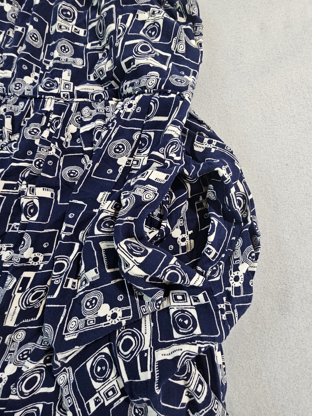 Emily and Fin Camera Print Fit & Flare Dress Blue White Retro Midi Pockets Small - Picture 10 of 10